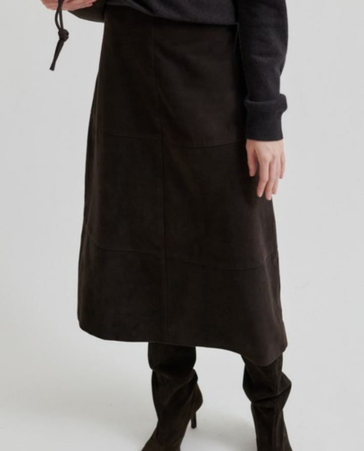 Second Female Noormie Chocolate Suede Skirt