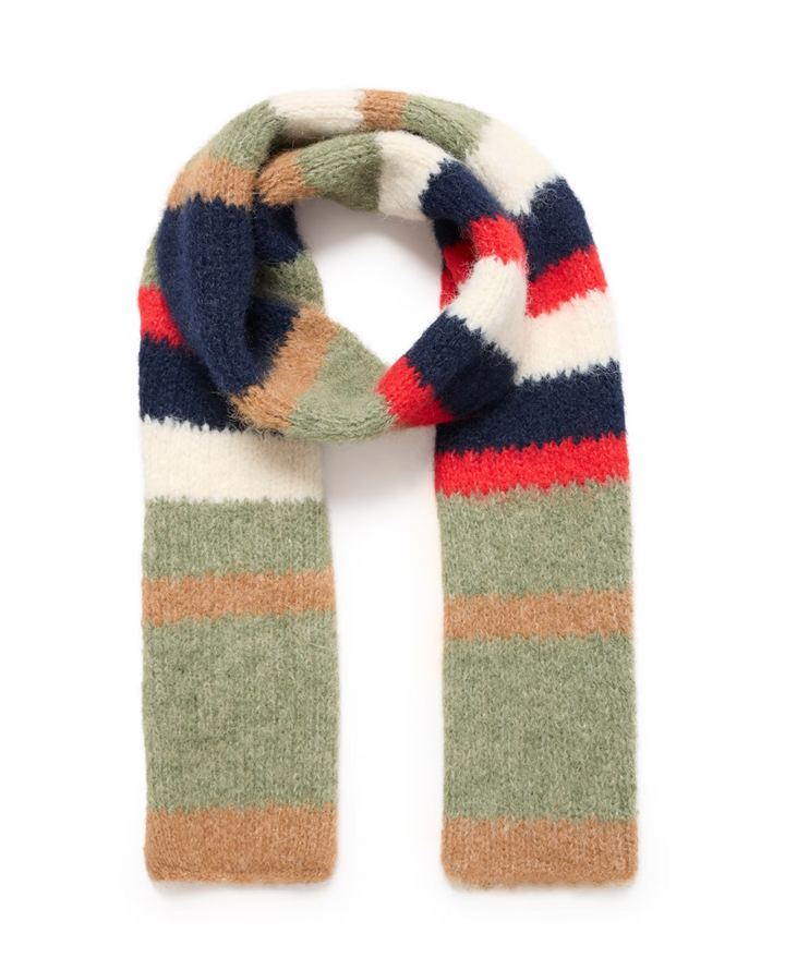 Ichi Lula Mulled Green Stripe Scarf