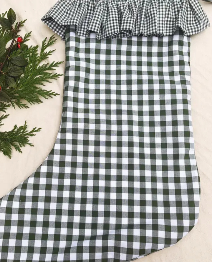 Walker Home Green Gingham Stocking