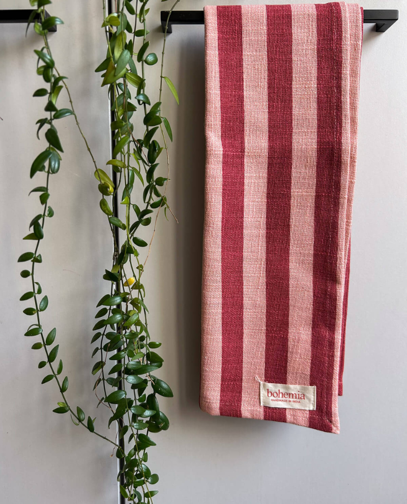 Bohemia Design Jaipur Pomegranate Stripe Tea Towel