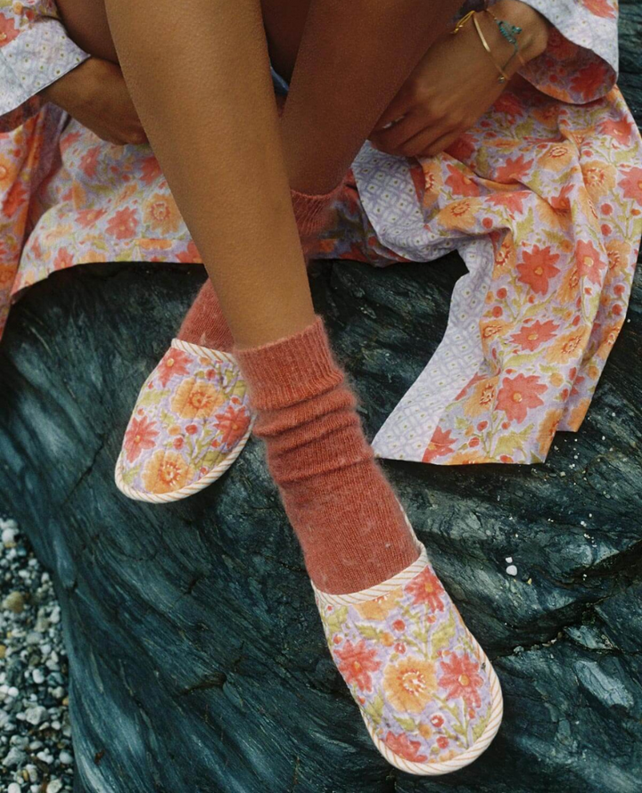 Bohemia Design Lilac Block Print Slippers