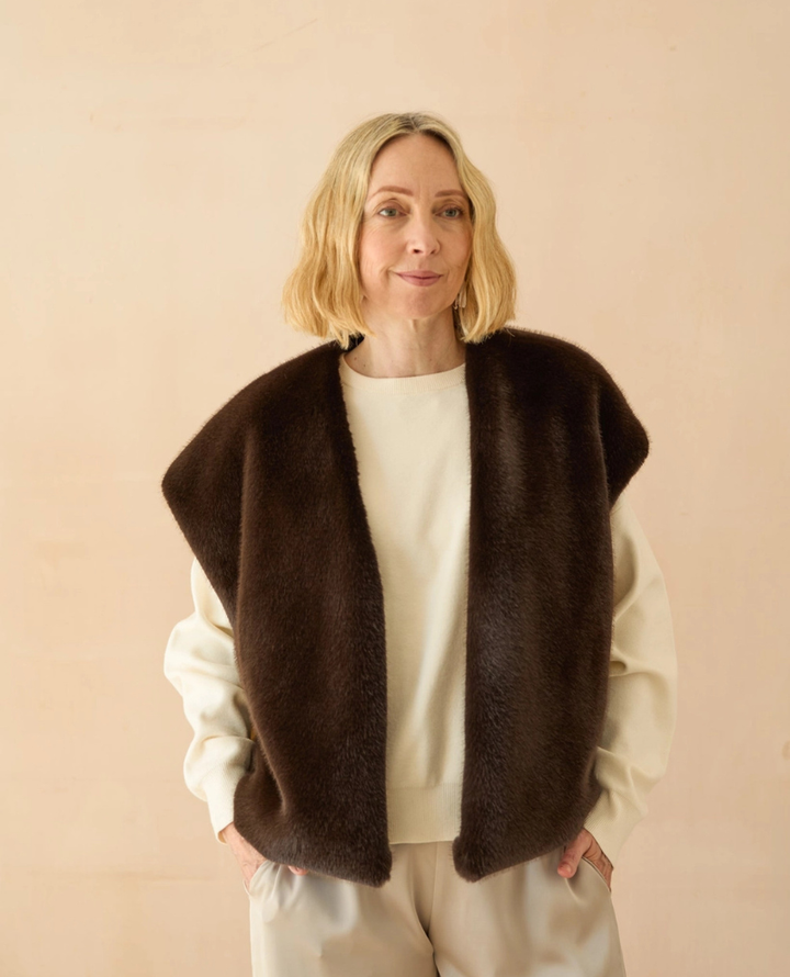 Chalk Rich Cocoa Claire Furry Gilet