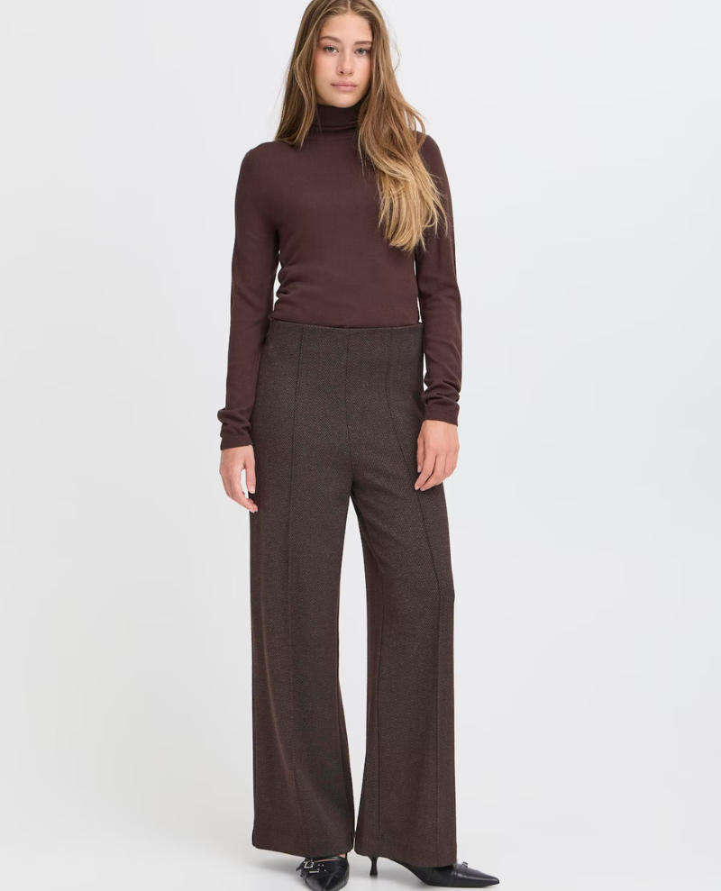 Ichi Kate Dark Brown Wide Trousers