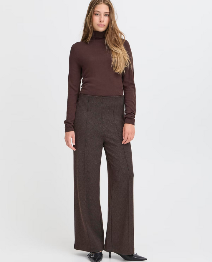 Ichi Kate Dark Brown Wide Trousers