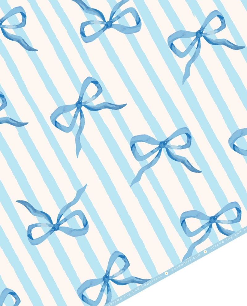 Oh So Daisy Blue Ribbon Gift Wrap