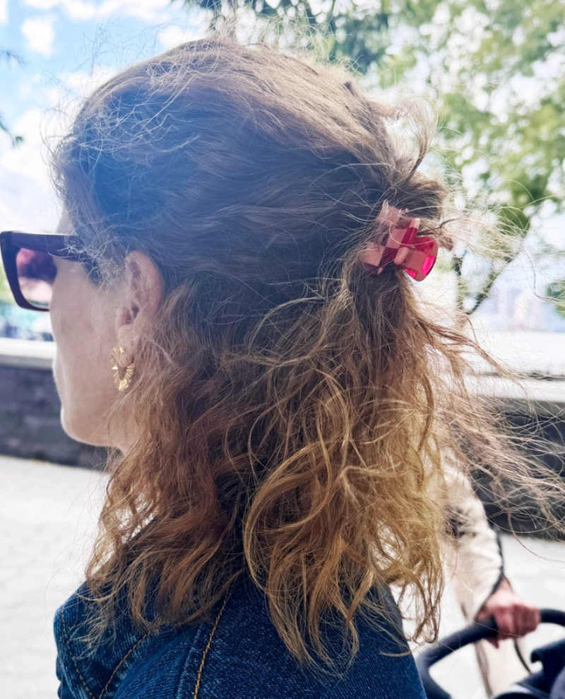 By Vivi Pink Checked Small Hair Clip