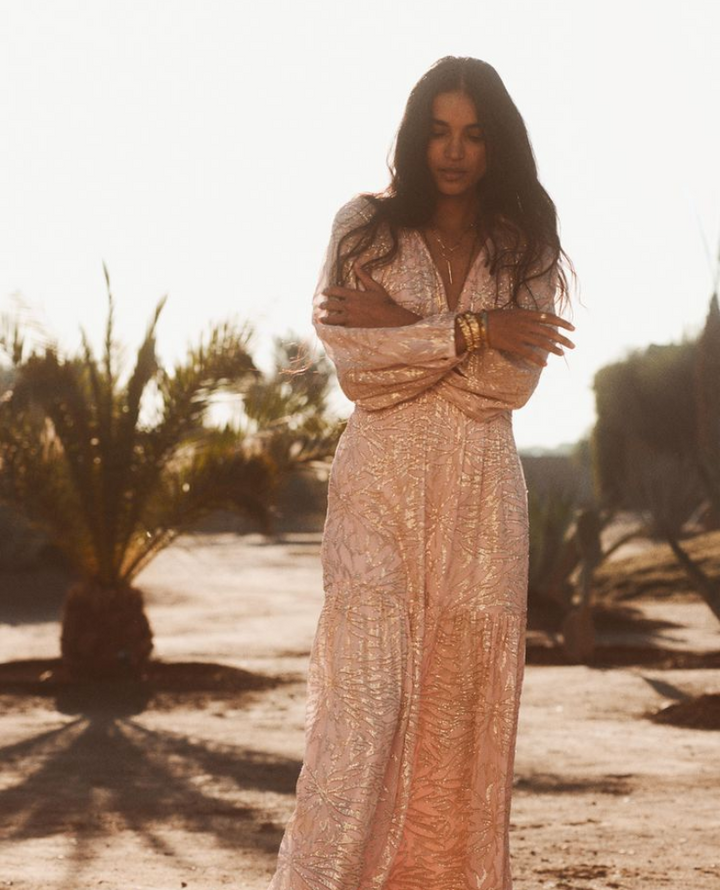 Ba&sh Mila Pale Rose Pink Maxi Dress