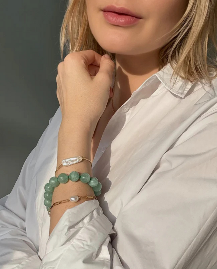 Second Stories Green Jade Bracelet