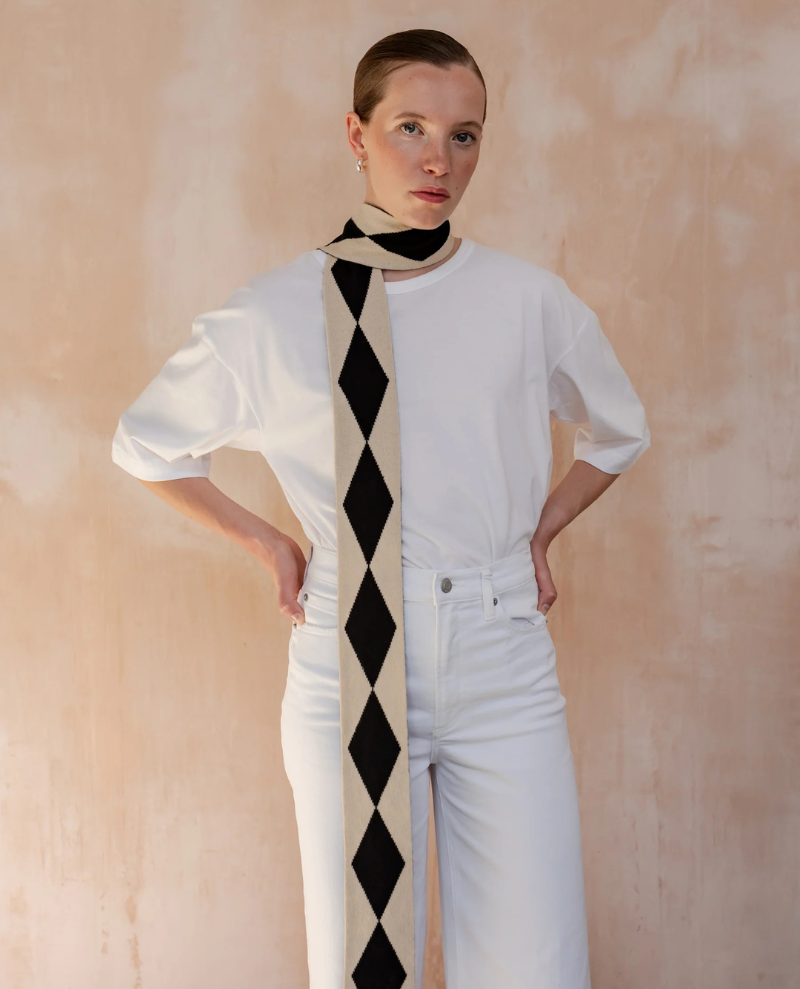 TBco. Black Harlequin Merino Skinny Scarf