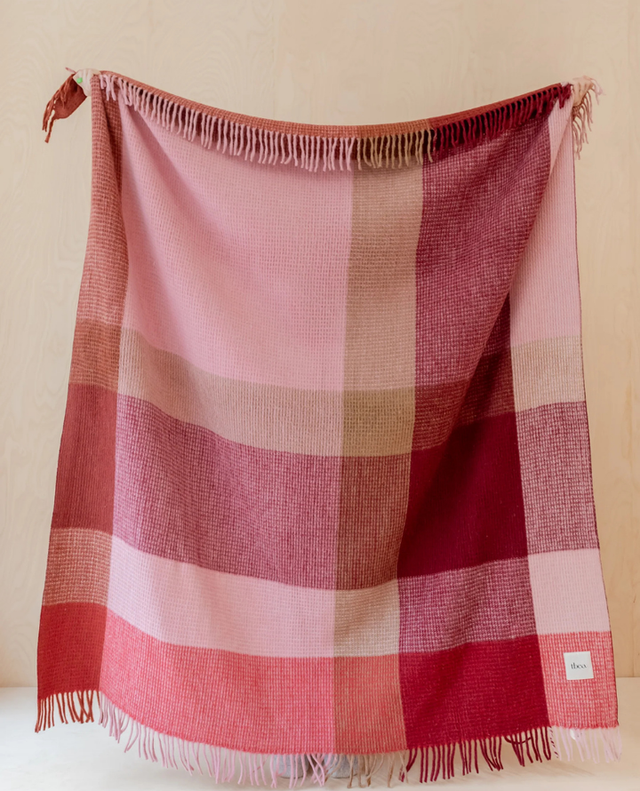 TBCo. Recycled Wool Berry Waffle Check Blanket Popup