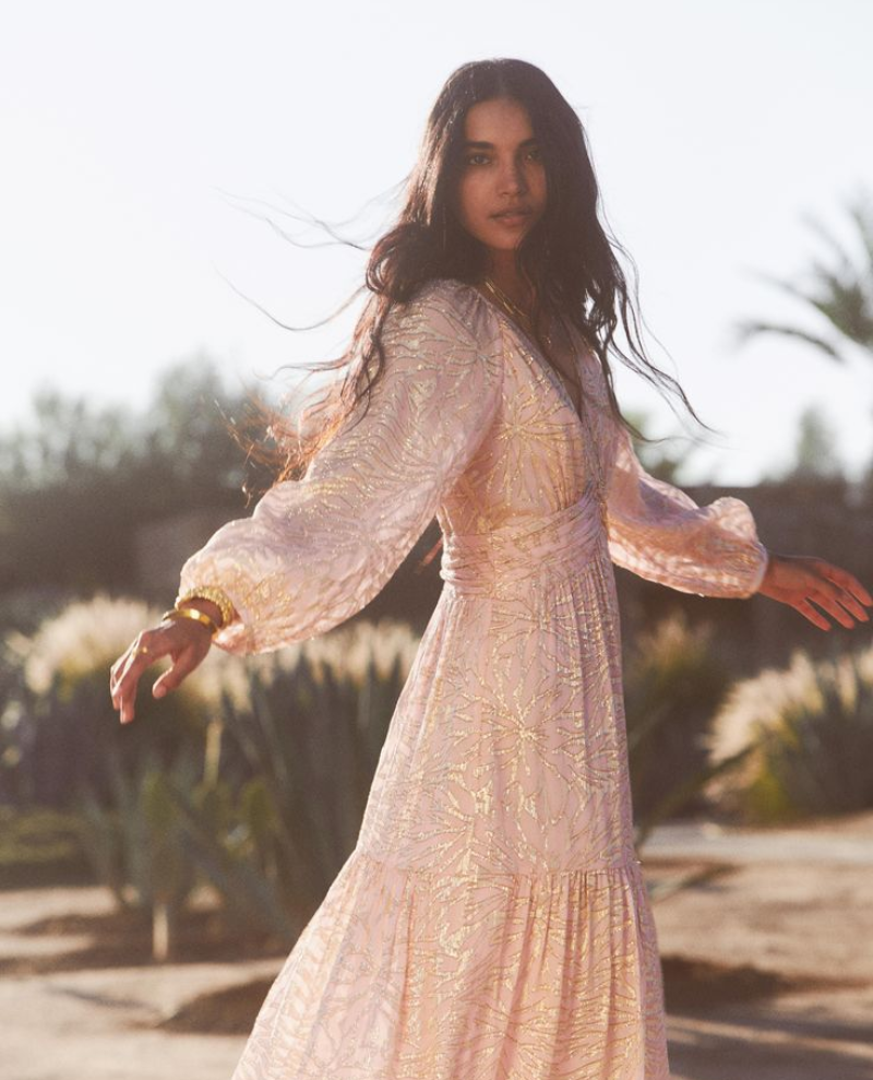 Ba&sh Mila Pale Rose Pink Maxi Dress
