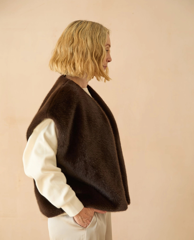 Chalk Rich Cocoa Claire Furry Gilet