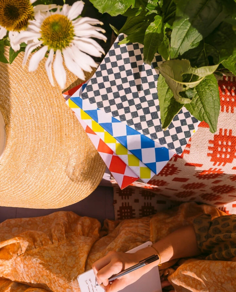 Hadley Blue Chequered Notebook A5