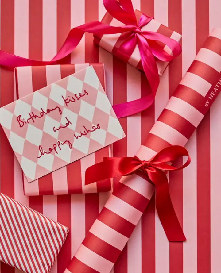 Heather & Evelyn Red & Pink Stripe Wrap