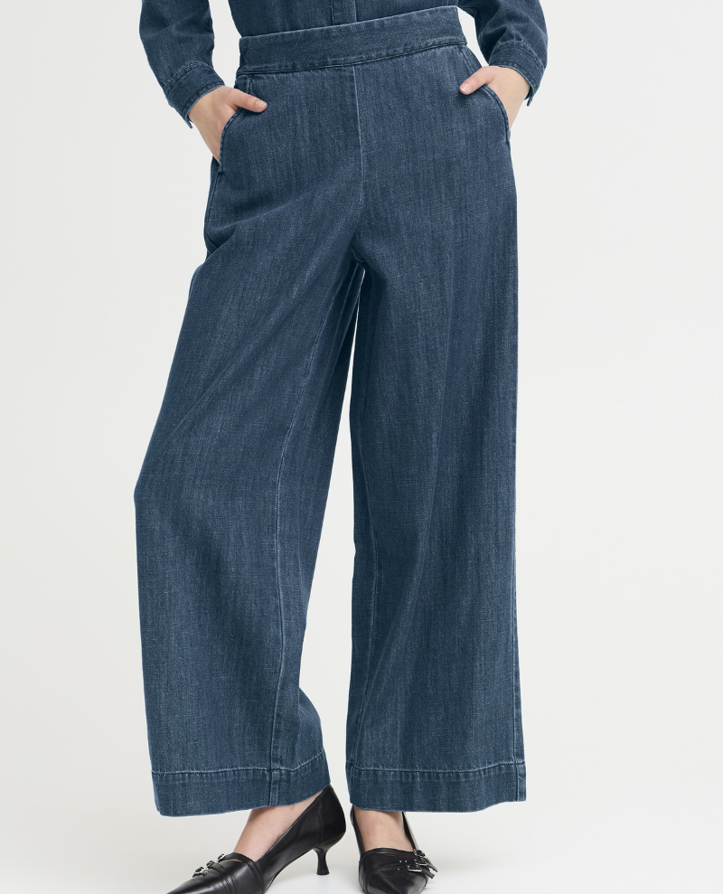 Ichi Aubery Washed Blue Soft Denim Trousers