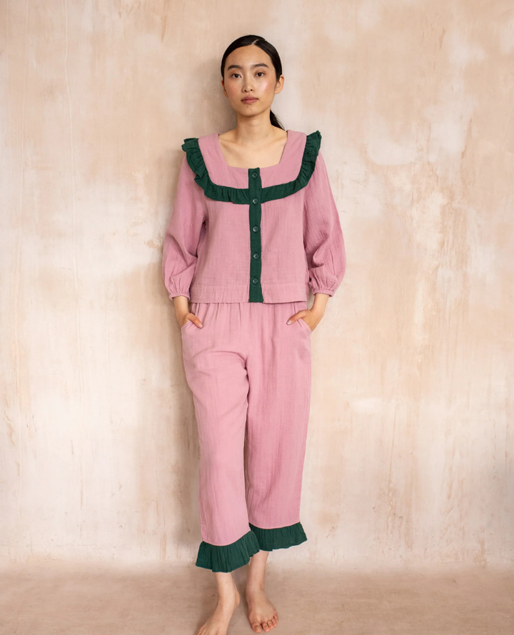 TBCo. Pink Green Ruffle Cotton Pyjamas Pop Up