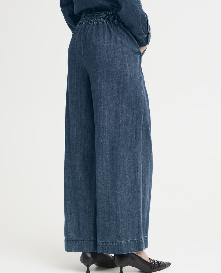 Ichi Aubery Washed Blue Soft Denim Trousers