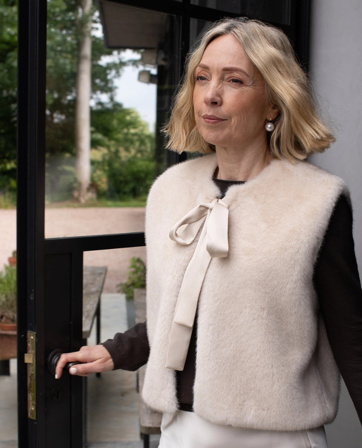 Chalk Bone White Felicity Furry Gilet
