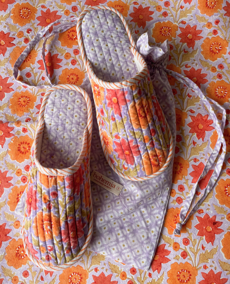 Bohemia Design Lilac Block Print Slippers