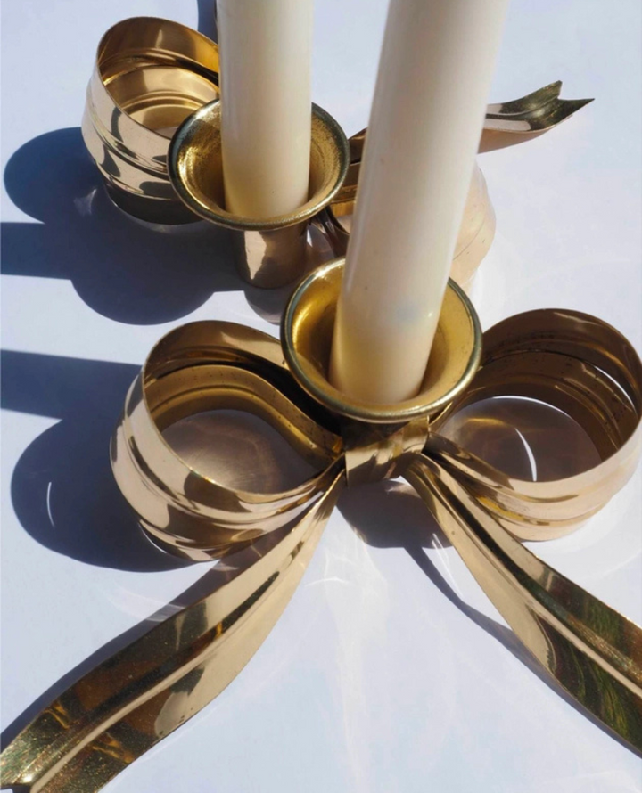 Host Home Brass Bow Candle Holder