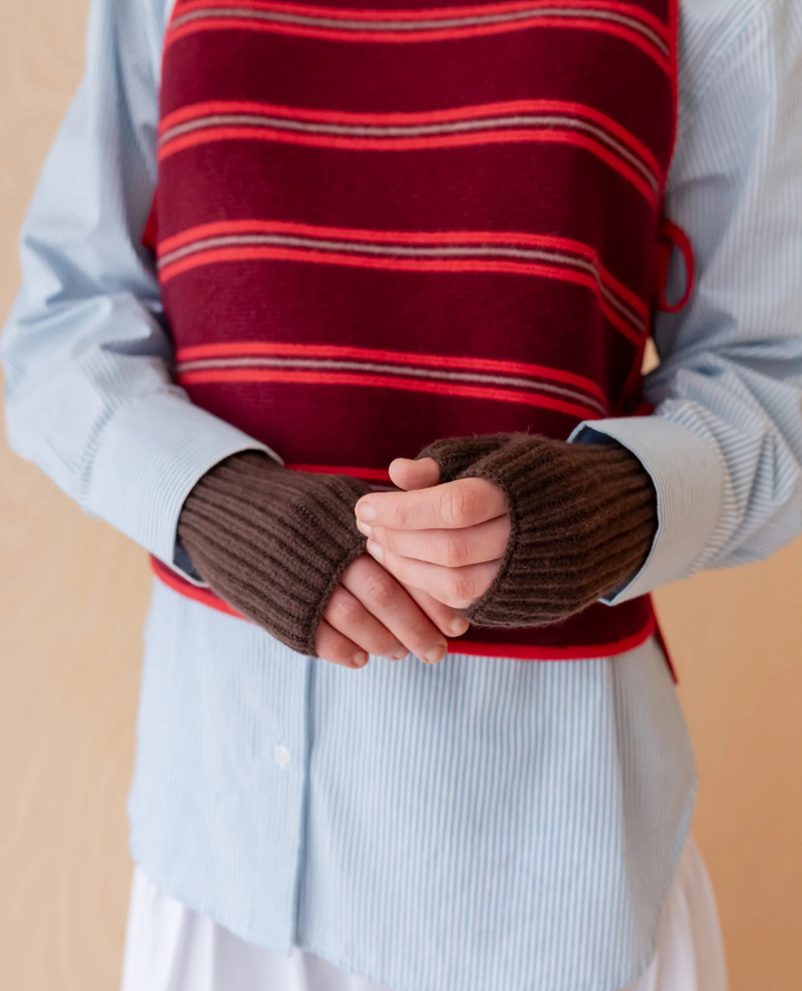 TBCo Cashmere Merino Brown Wrist Warmers Popup