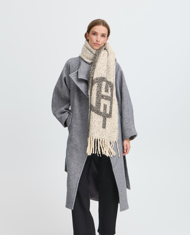 Ichi Legina Black and Cream Scarf