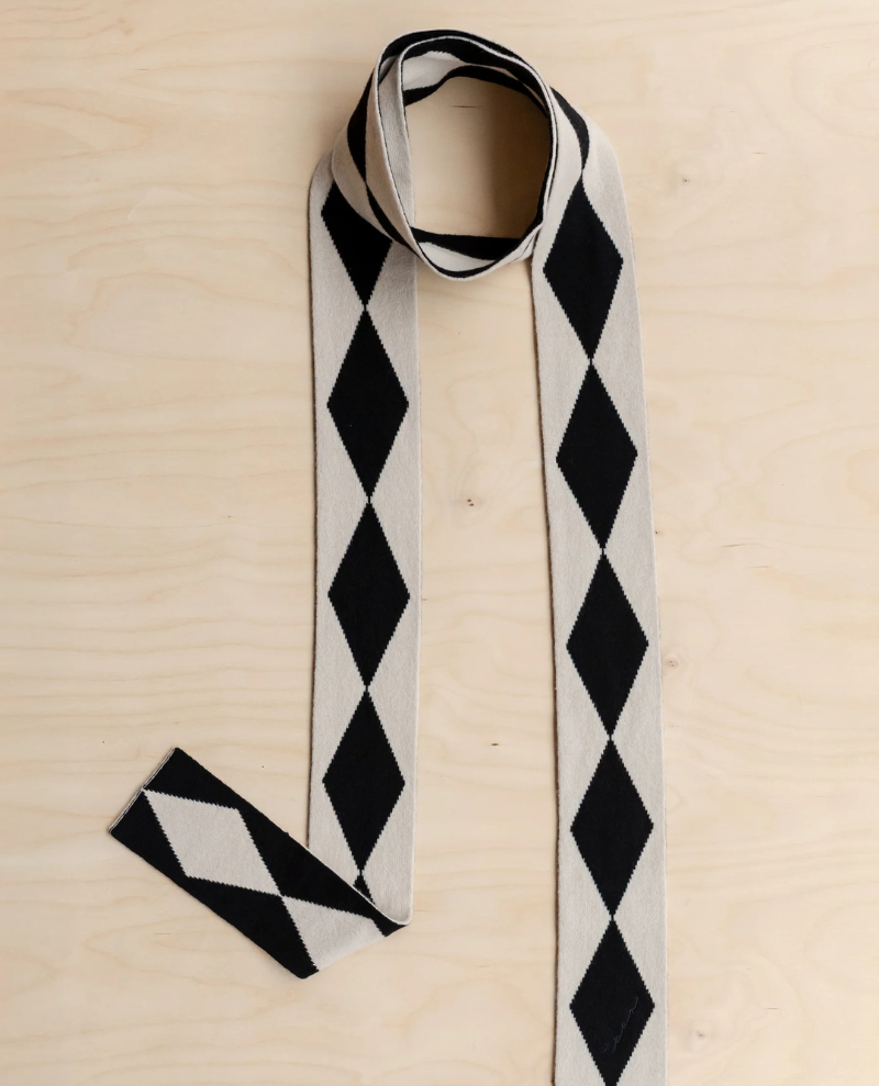 TBco. Black Harlequin Merino Skinny Scarf
