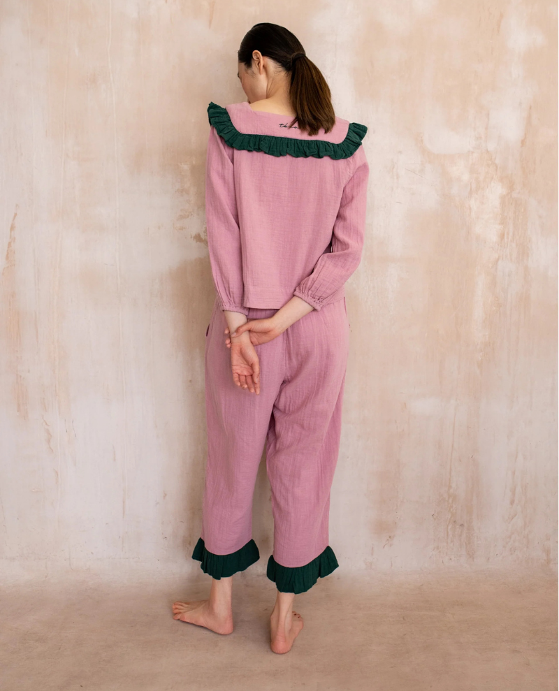 TBCo. Pink Green Ruffle Cotton Pyjamas Pop Up