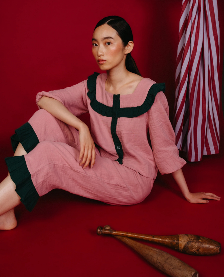 TBCo. Pink Green Ruffle Cotton Pyjamas Pop Up