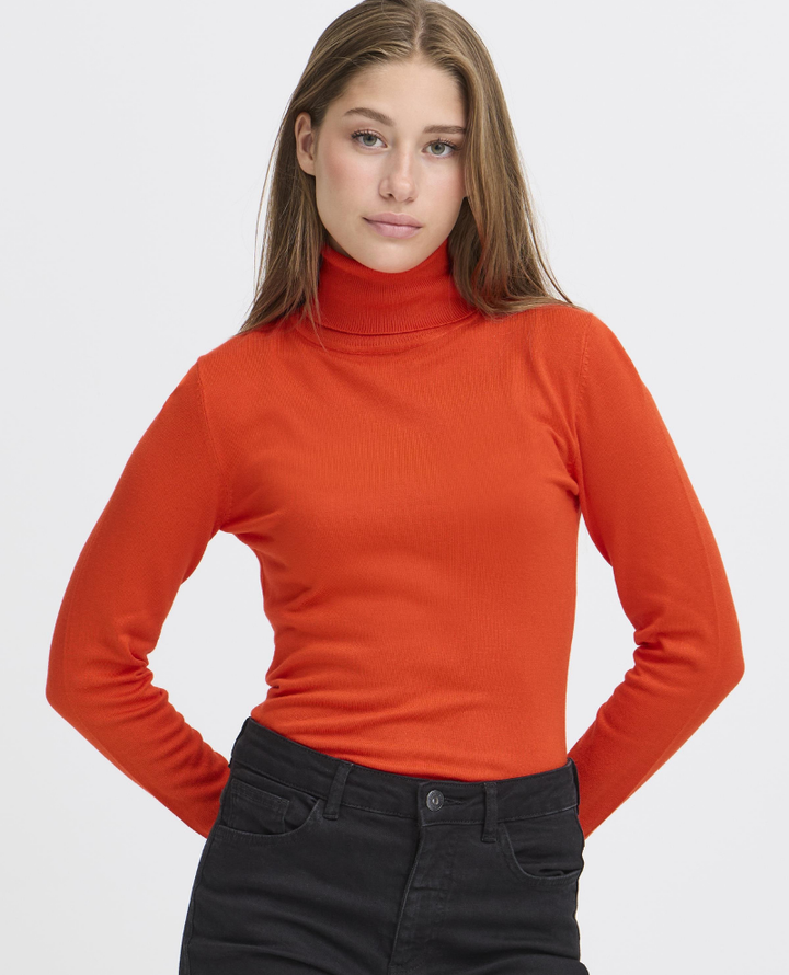 Ichi Mafa Fiery Red Rollneck Knit