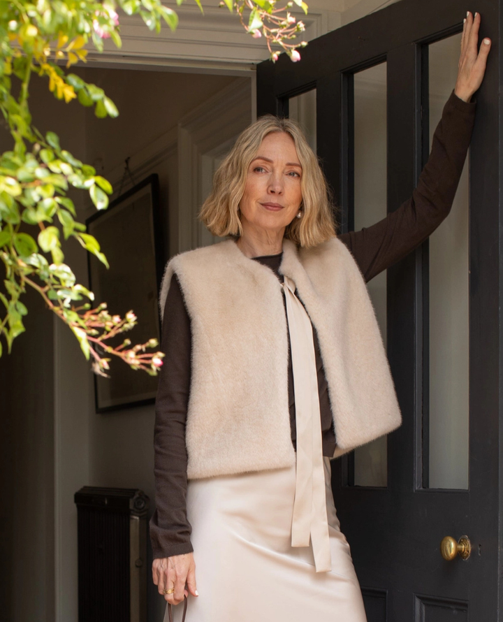 Chalk Bone White Felicity Furry Gilet