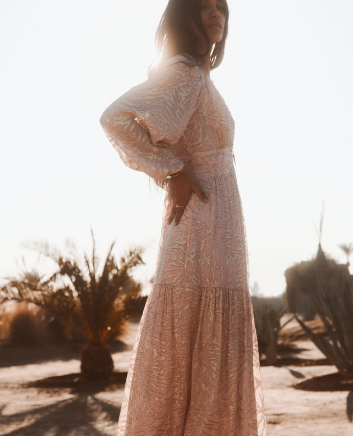 Ba&sh Mila Pale Rose Pink Maxi Dress