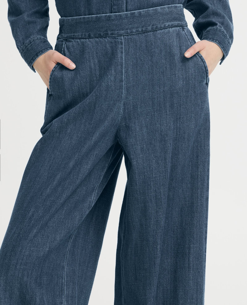 Ichi Aubery Washed Blue Soft Denim Trousers