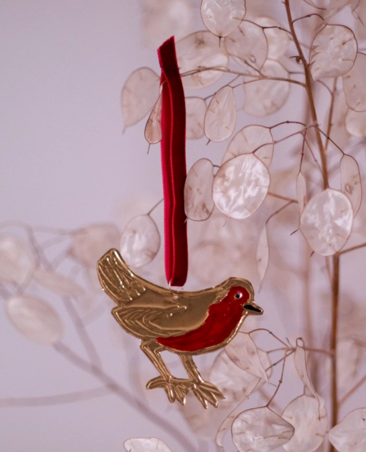 Meg Fatharly Embossed Tin Robin Decoration