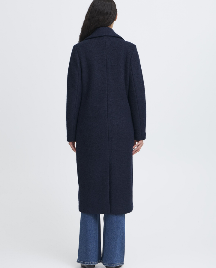 Ichi Stipa Navy Long Coat