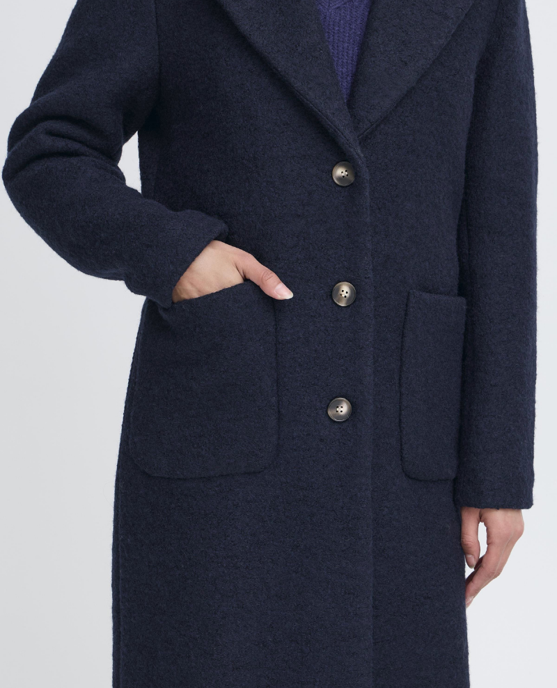 Ichi Stipa Navy Long Coat