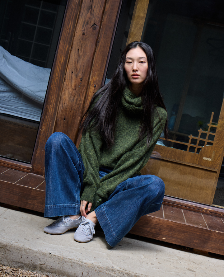 Ichi Aubery Washed Blue Soft Denim Trousers