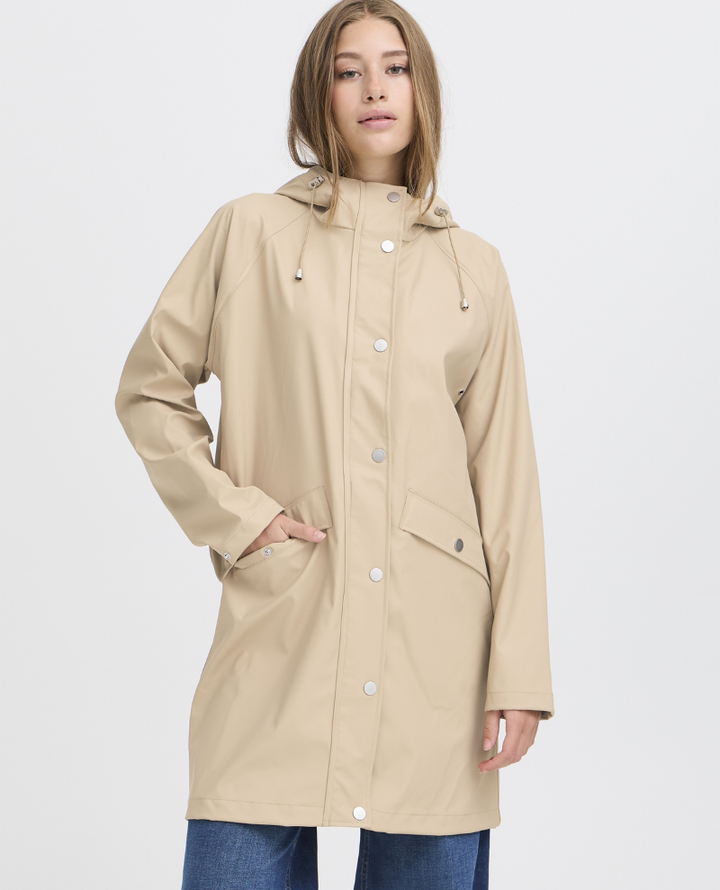 Ichi Tazi Travertine Red Zip Rain Jacket