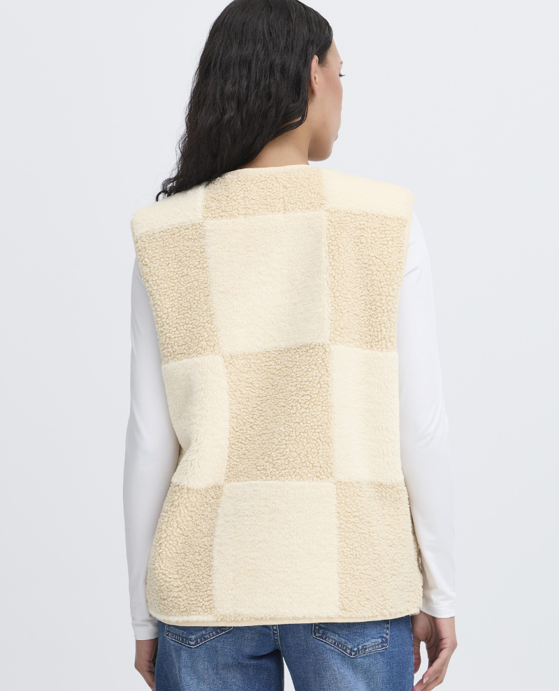 Ichi Tonza Furry Cream Waistcoat