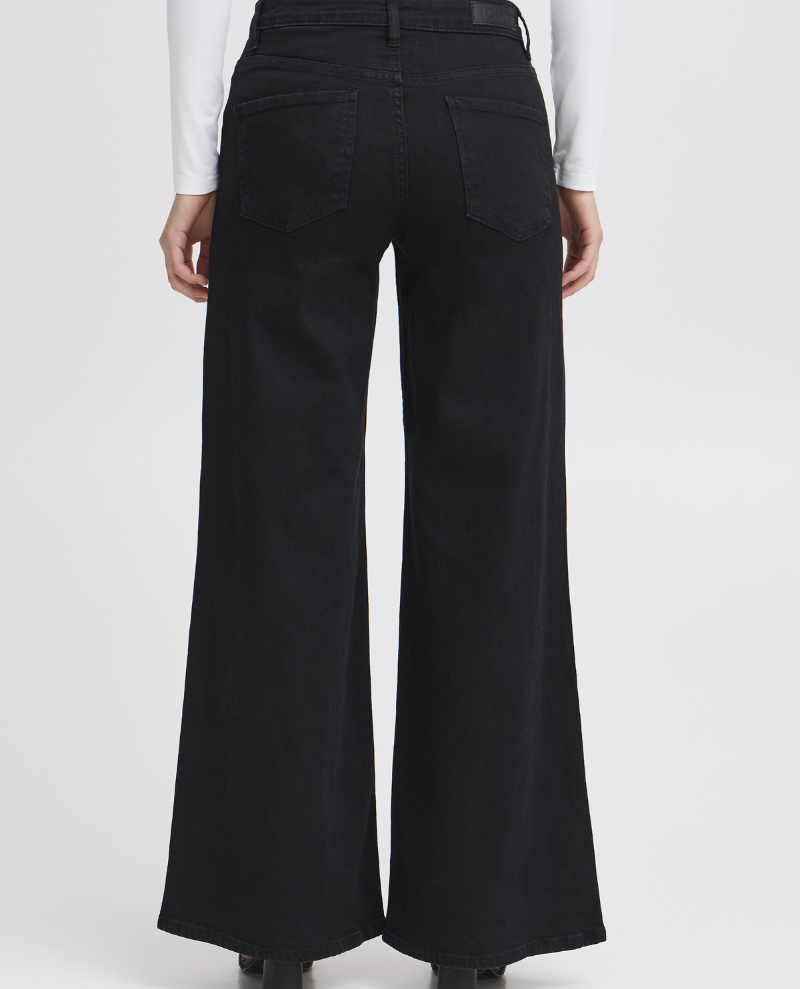 Ichi Twiggy Wide Black Jeans