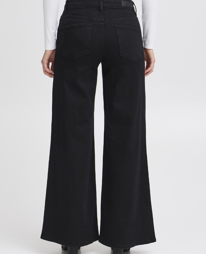 Ichi Twiggy Wide Black Jeans