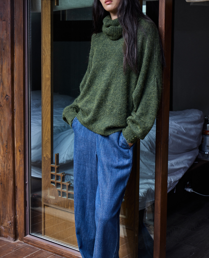 Ichi Aubery Washed Blue Soft Denim Trousers