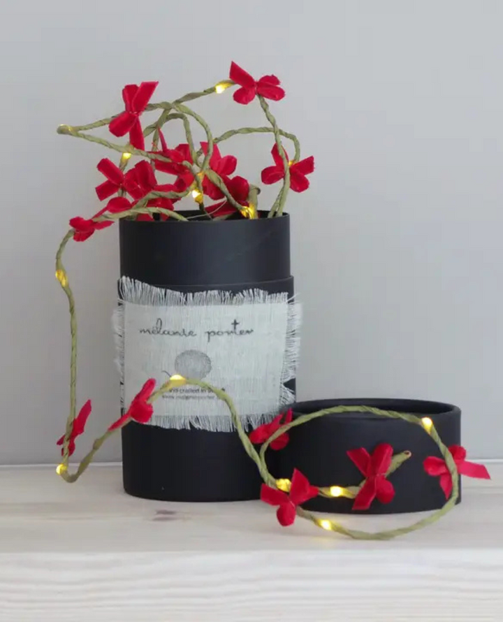 Melanie Porter Green Velvet Bow Light String