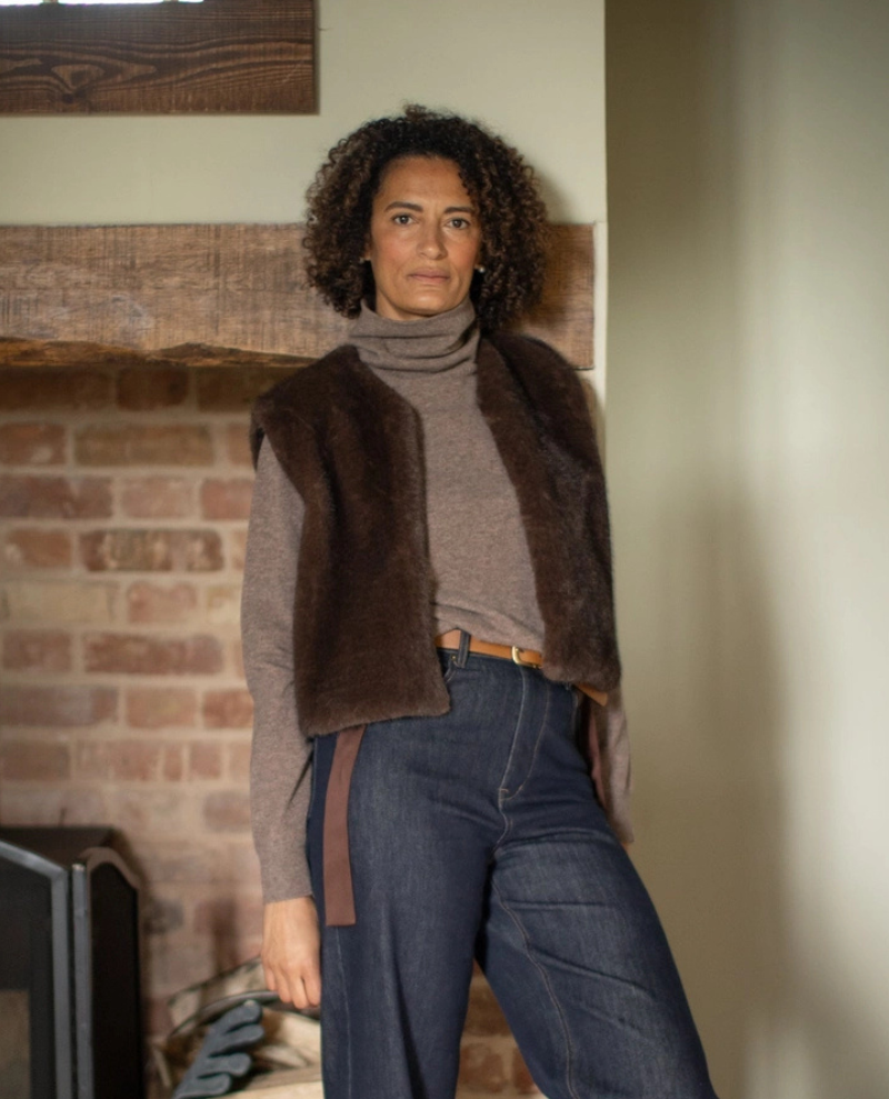 Chalk Cappucino Felicity Furry Gilet