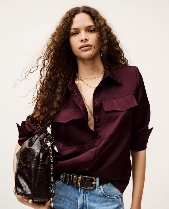 Ba&sh Canoli Prune Silky Shirt
