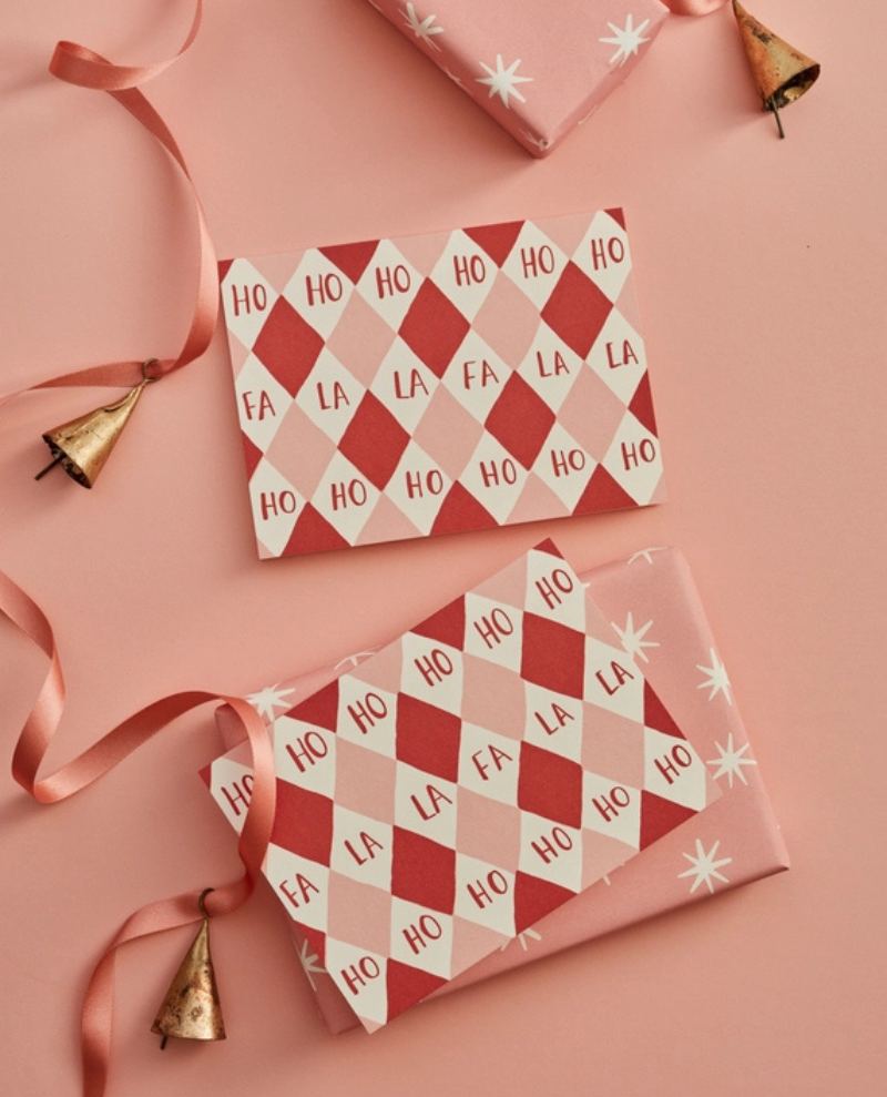 Heather Evelyn Ho Ho Ho Pink Card