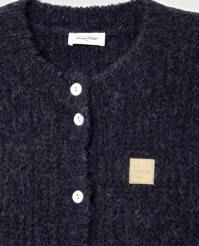 American Vintage East Navy Sleeveless Cardigan