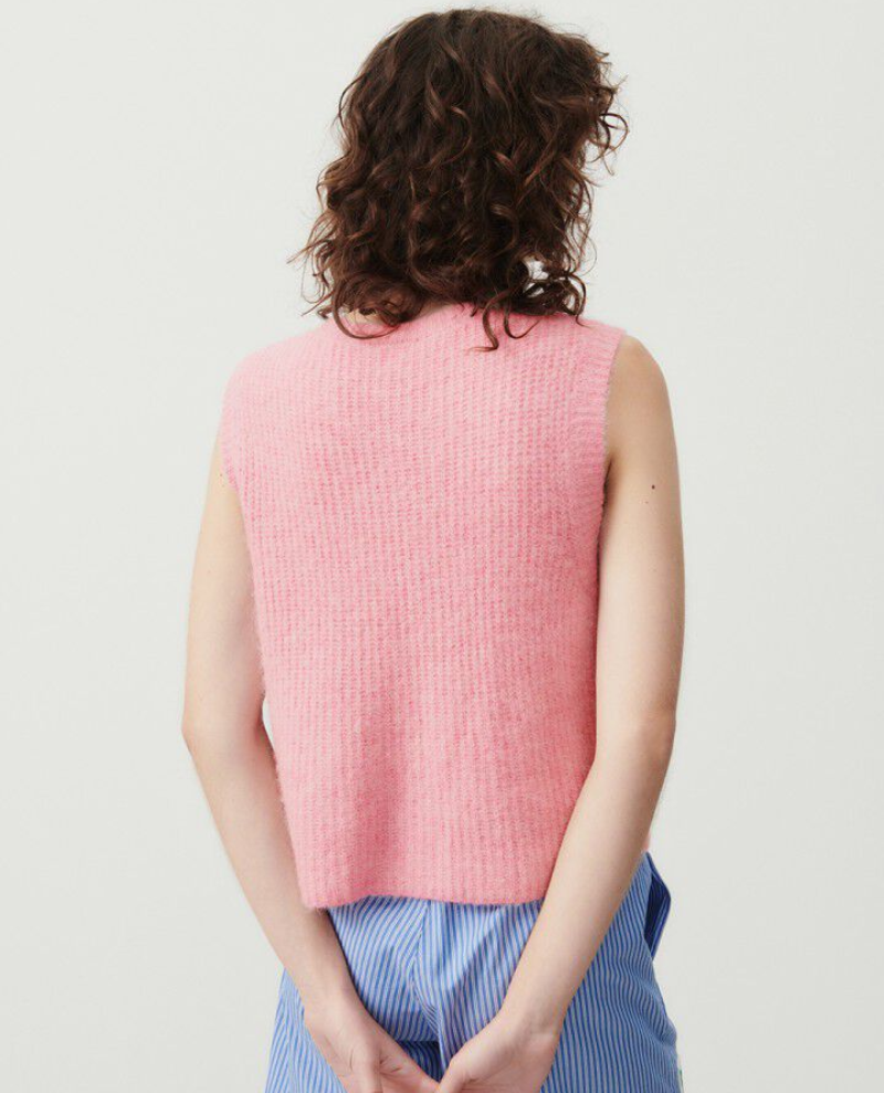 Pink sleeveless cardigan hot sale