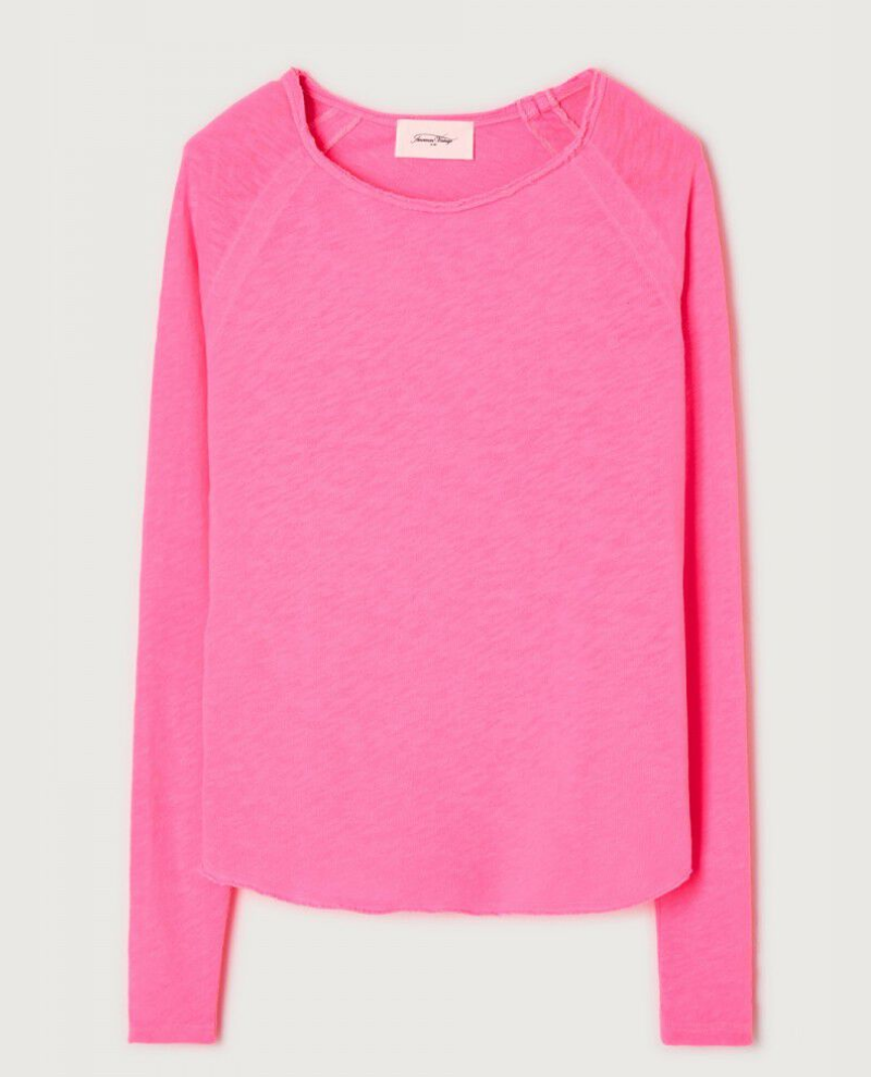 American Vintage Sonoma Pink Fluro Long Sleeve T-Shirt