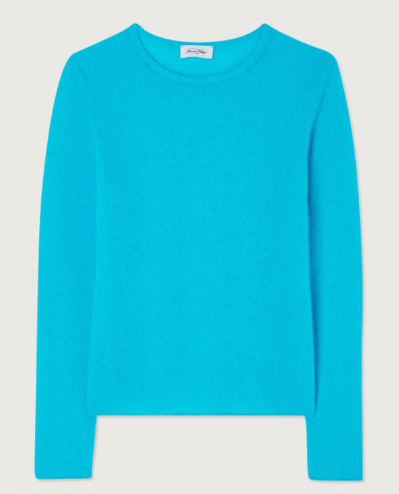 American Vintage  Xinow Splash Blue Round Neck Knit